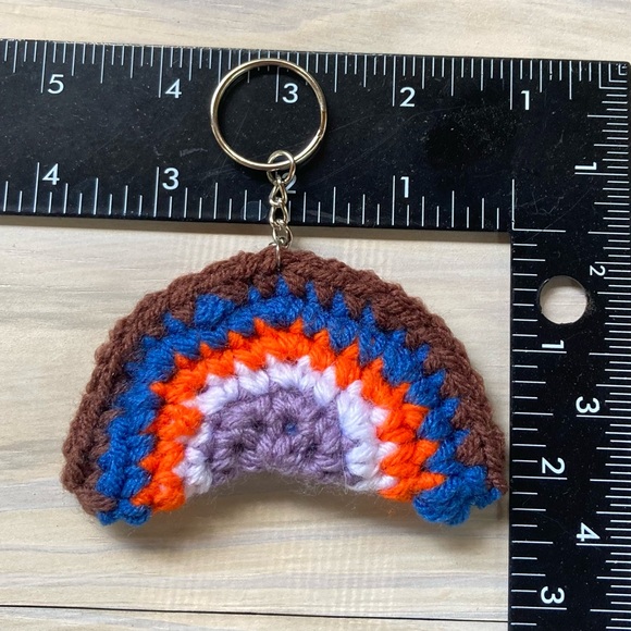 Keychain Rainbow Crochet Pride Charm 3.5 x 2.5 inches - Picture 4 of 10